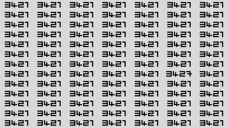 Observation Brain Challenge: If you have Eagle Eyes Find the number 3427 among 3421 in 12 Secs