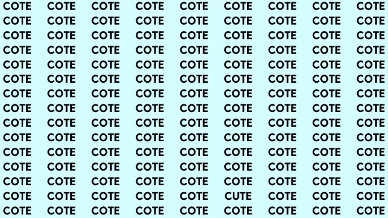 Observation Visual Test: If you have Sharp Eyes Find the word Cute in 10 Secs