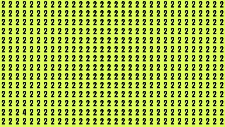 Observation Brain Challenge: If you have Sharp Eyes Find the number 4 among 2 in 20 Secs