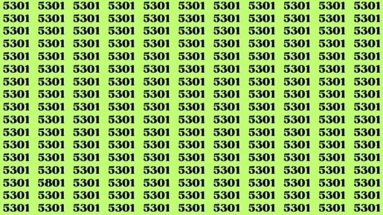 Observation Brain Challenge: If you have 50/50 Vision Find the Number 5801 among 5301 in 14 Secs