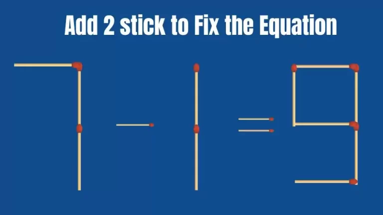 Brain Teaser: 7-1=9 Add 2 Sticks To Fix The Equation