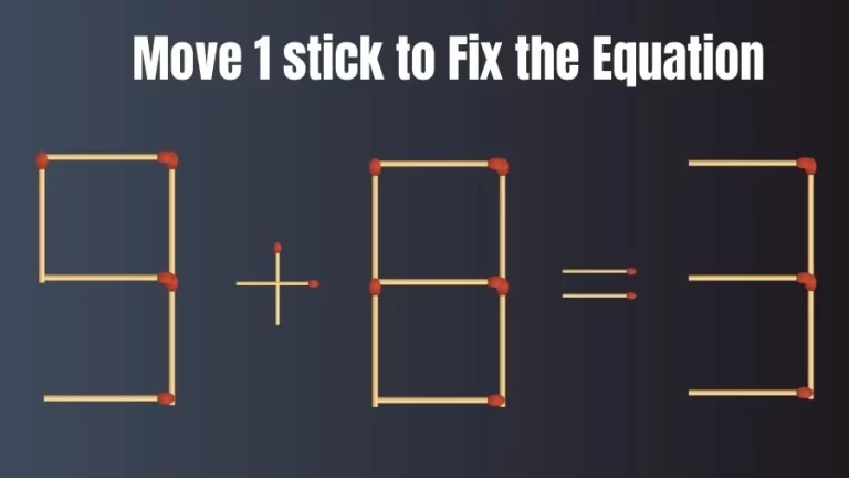 Brain Teaser IQ Test: 9+8=3 Matchstick Puzzle Only Genius Mind Can Solve