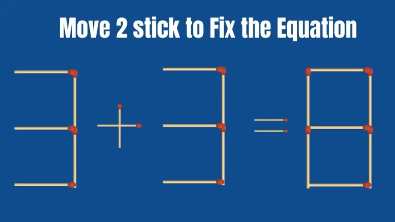 Brain Teaser for IQ Test: 3+3=8 Move 2 sticks to Fix The Equation