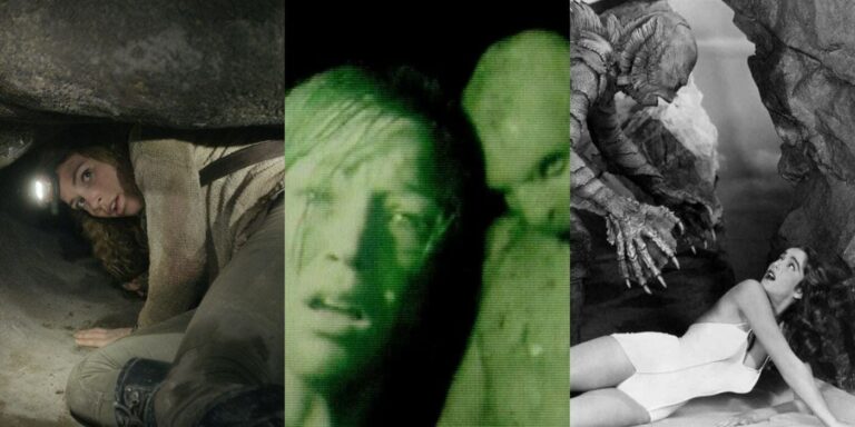 Stills from various cave horror movies