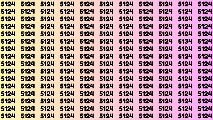 Observation Brain Challenge: If you have Eagle Eyes Find the number 5134 among 5124 in 12 Secs