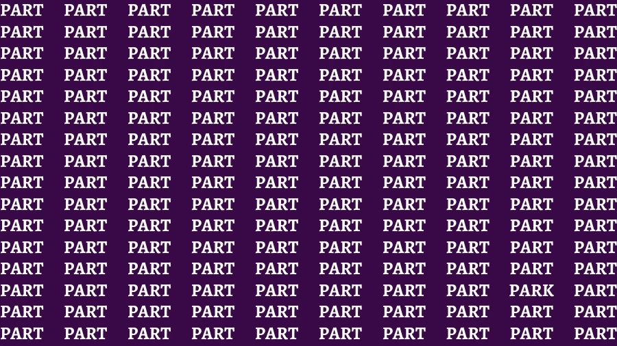 Observation Brain Challenge: If you have Hawk Eyes Find the word Park in 18 Secs