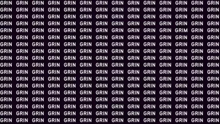 Optical Illusion Brain Test: If you have 50/50 Vision Find the Word Grim among Grin in 15 Secs