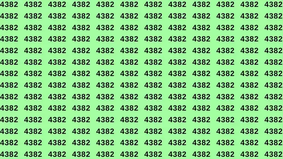 Optical Illusion Brain Challenge: If you have Eagle Eyes Find the number 4832 among 4382 in 12 Seconds?