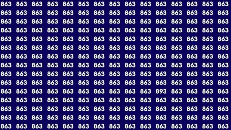 Optical Illusion Brain Test: If you have Eagle Eyes Find the number 893 among 863 in 16 Seconds?