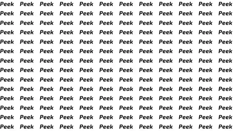 Observation Brain Challenge: If you have Sharp Eyes find the Word Peak among Peek in 16 Secs