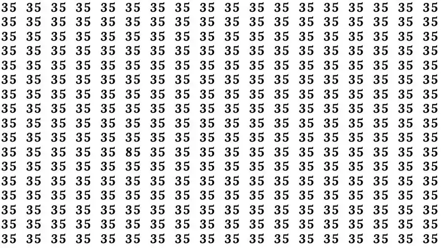 Observation Skills Test: If you have Eagle Eyes Find the number 85 among 35 in 9 Seconds?