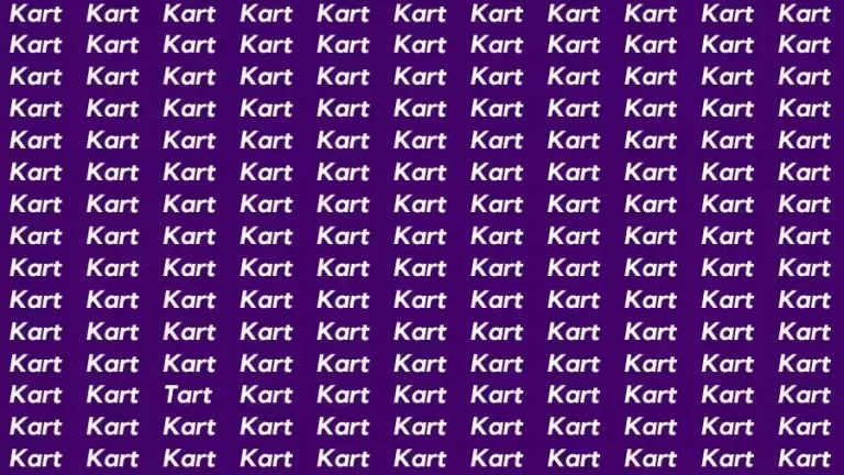 Observation Skill Test: If you have Eagle Eyes find the Word Tart among Kart in 12 Secs