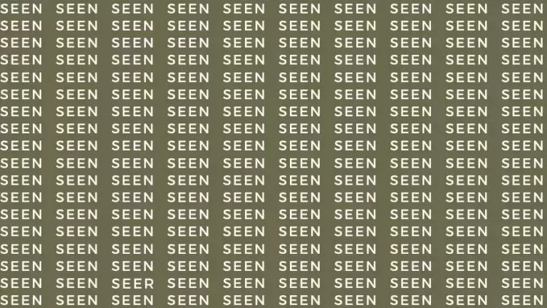 Optical Illusion Brain Challenge: If you have Hawk Eyes find the Word Seer among Seen in 12 Secs