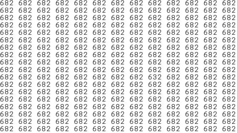 Optical Illusion Brain Test: If you have Hawk Eyes Find the number 632 among 682 in 15 Seconds?