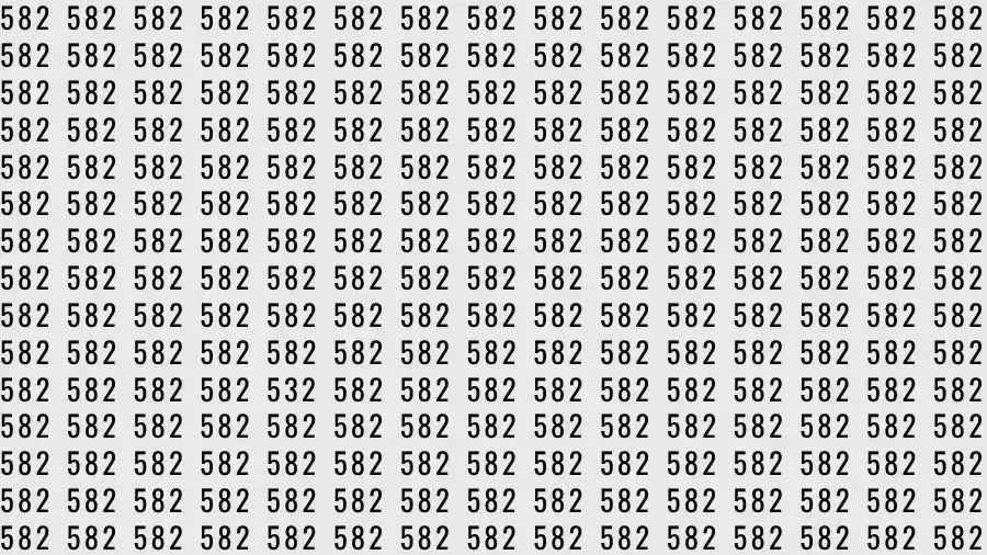 Optical Illusion Brain Challenge: If you have Eagle Eyes Find the number 532 among 582 in 15 Seconds?