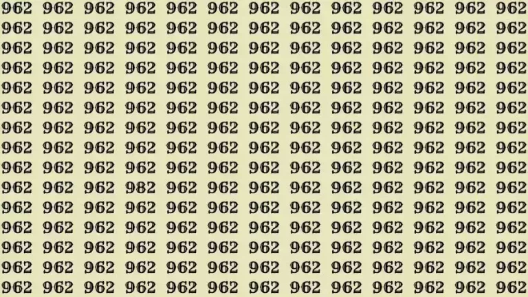 Optical Illusion Brain Test: If you have Hawk Eyes Find the number 982 among 962 in 10 Seconds?