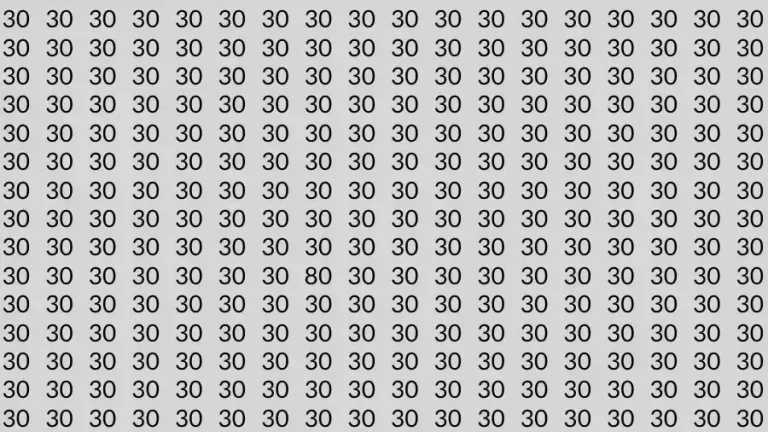 Observation Skill Test: If you have Eagle Eyes Find the number 80 among 30 in 12 Seconds?