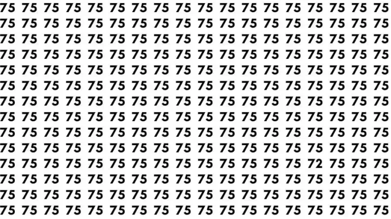 Observation Skills Test: If you have Eagle Eyes Find the number 72 among 75 in 15 Seconds?