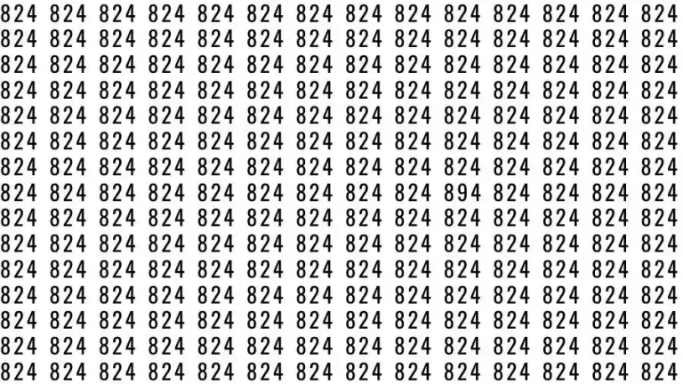 Optical Illusion Brain Test: If you have Eagle Eyes Find the number 894 among 824 in 15 Seconds?