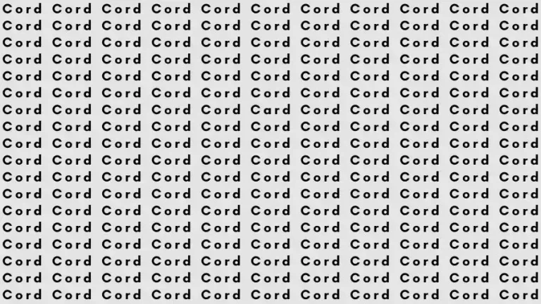 Optical Illusion Brain Test: If you have Eagle Eyes find the Word Card among Cord in 12 Seconds