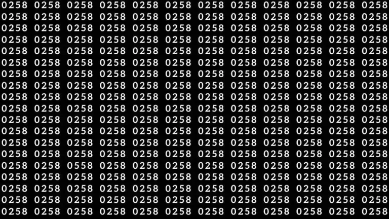 Optical Illusion Brain Test: If you have Sharp Eyes Find the number 0558 among 0258 in 12 Seconds?