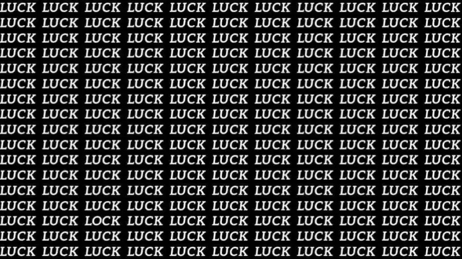 Observation Skills Test: If you have Eagle Eyes find the Word Lock among Luck in 08 Secs