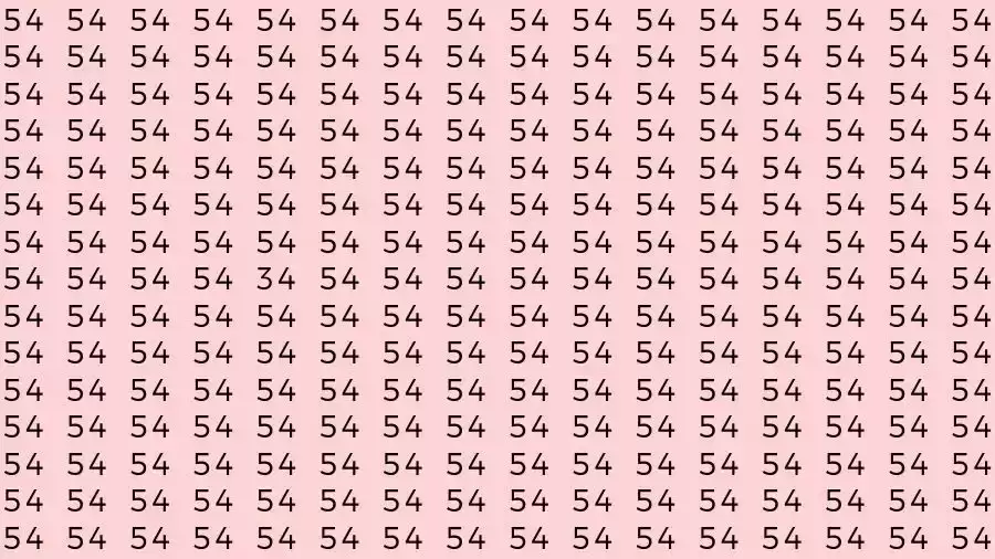 Optical Illusion Brain Test: If you have Sharp Eyes Find the number 34 among 54 in 6 Seconds?