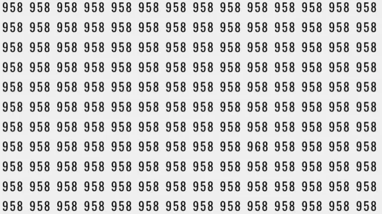 Optical Illusion Brain Test: If you have Sharp Eyes Find the number 968 among 958 in 7 Seconds?