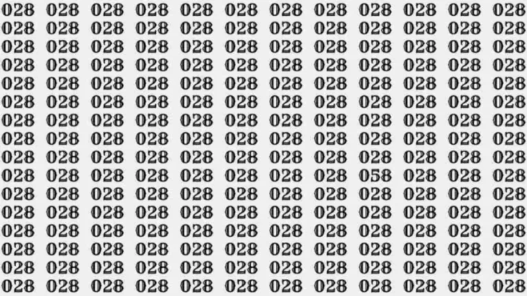 Optical Illusion Test: If you have Sharp Eyes Find the number 058 among 028 in 8 Seconds?