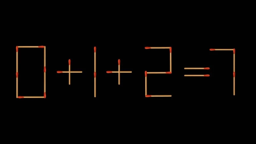 Brain Teaser Math Test: 0+1+2=7 Move 1 Matchstick to Fix the Equation by 20 Secs