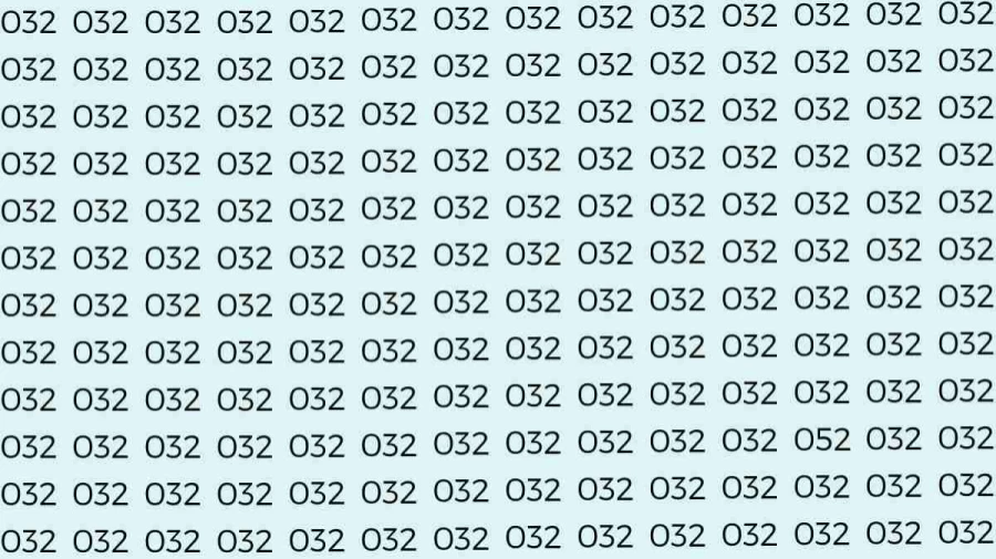 Optical Illusion Test: If you have Sharp Eyes find the number 052 among 032 in 8 Seconds?