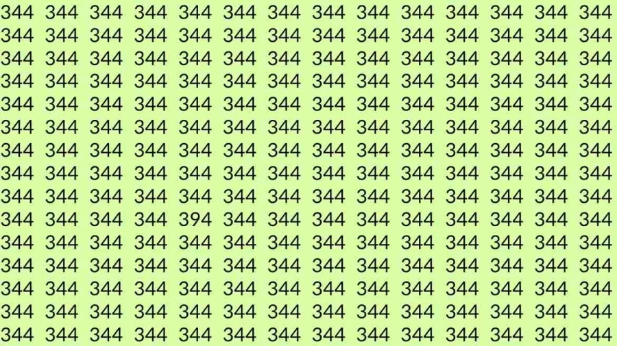 Optical Illusion Brain Test: If you have Eagle Eyes find the number 394 among 344 in 7 Seconds?