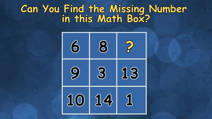 Brain Teaser Math Test: Can You Find the Missing Number in this Math Box?