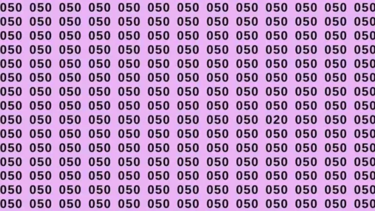 Observation Skill Test: If you have Hawk Eyes Find the number 020 among 050 in 7 Seconds?