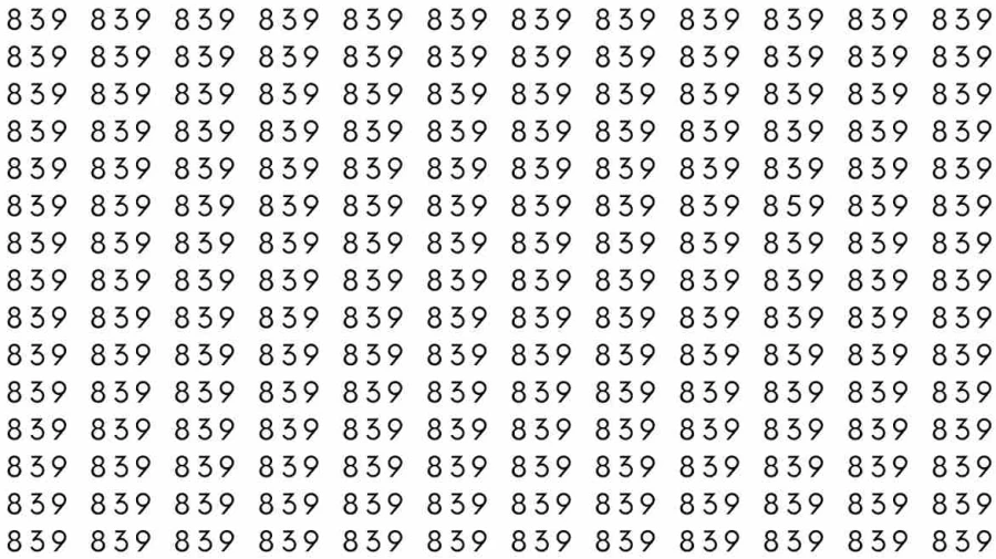 Optical Illusion Skill Test: If you have sharp eyes find 859 among 839 in 10 Seconds?