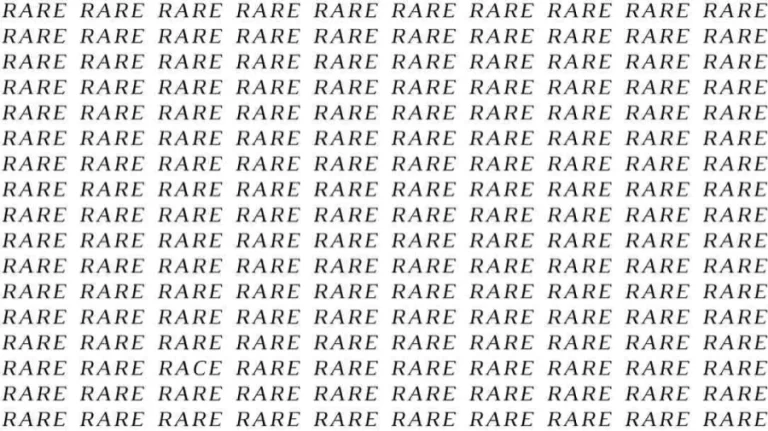 Observation Skill Test: If you have Eagle Eyes find the Word Race among Rare in 8 Secs