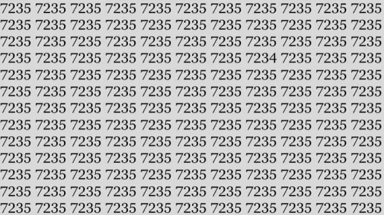 Observation Skills Test: Can you find the number 7234 among 7235 in 12 seconds?