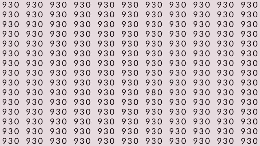 Optical Illusion: If you have hawk eyes find 980 among 930 in 05 Seconds?