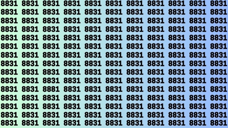 Observation Brain Test: If you have Sharp Eyes Find the number 8881 among 8831 in 20 Secs