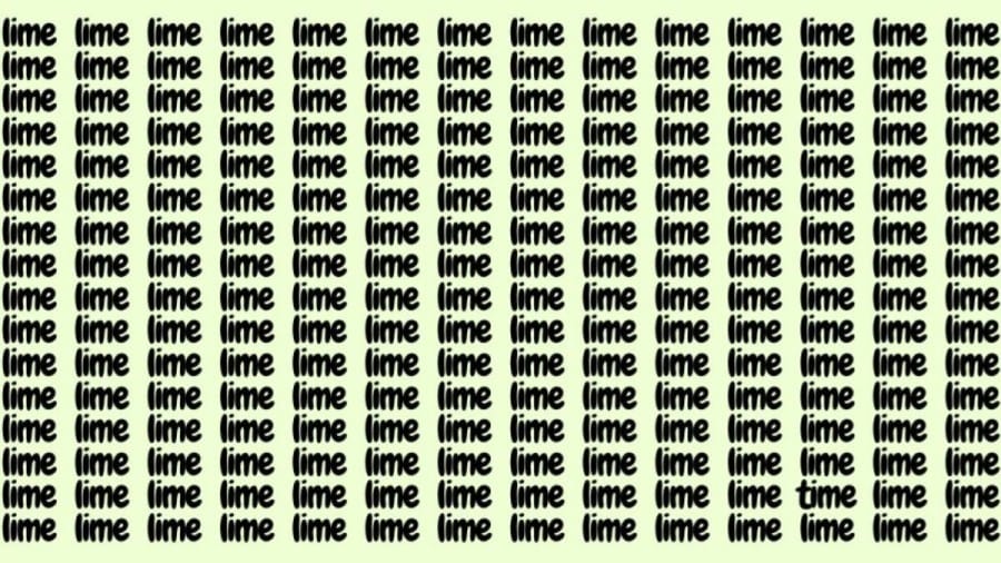 Observation Skill Test: If you have Hawk Eyes find the Word Time among Lime in 20 Secs