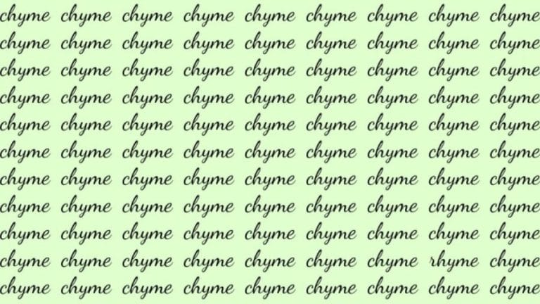 Observation Skill Test: If you have Hawk Eyes find the Word Rhyme among Chyme in 20 Secs