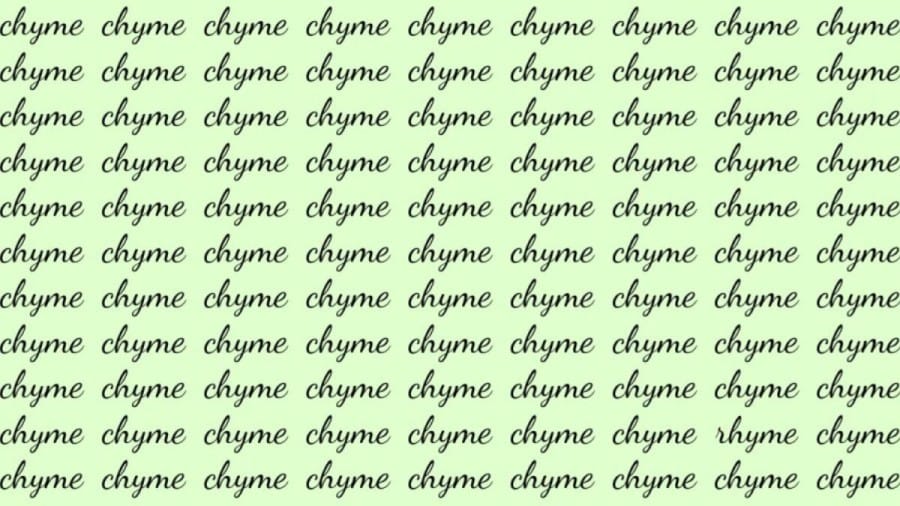 Observation Skill Test: If you have Hawk Eyes find the Word Rhyme among Chyme in 20 Secs