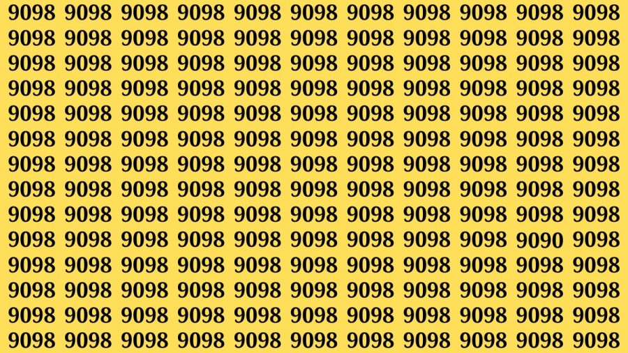 Observation Skills Test: If you have Sharp Eyes Find the number 9090 among 9098 in 20 Secs