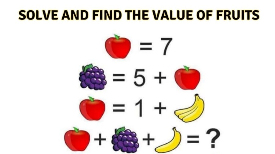 Brain Teaser: Solve and Find the Value of Fruits