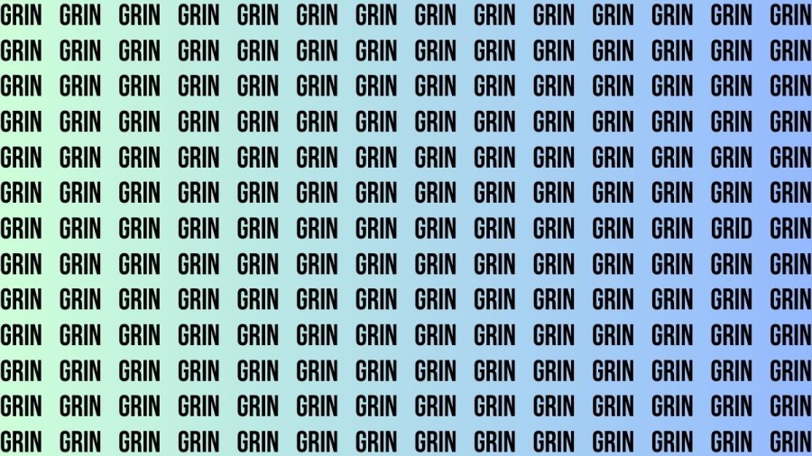 Observation Brain Test: If you have Sharp Eyes Find the Word Grid among Grin in 15 Secs