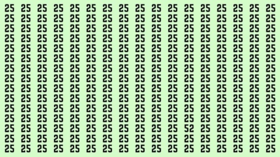 Observation Skills Test: Can you find the number 52 among 25 in 15 seconds?