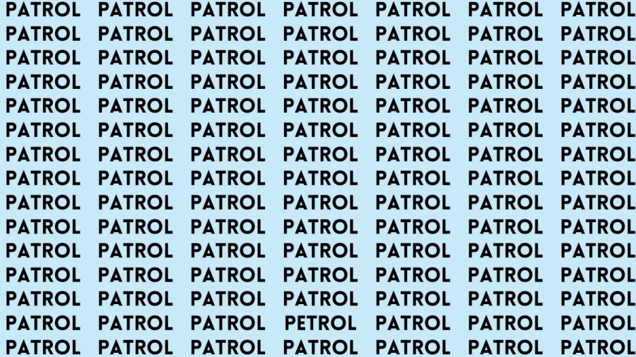 Brain Test: If you have Eagle Eyes Find the Word Petrol among Patrol in 12 Secs