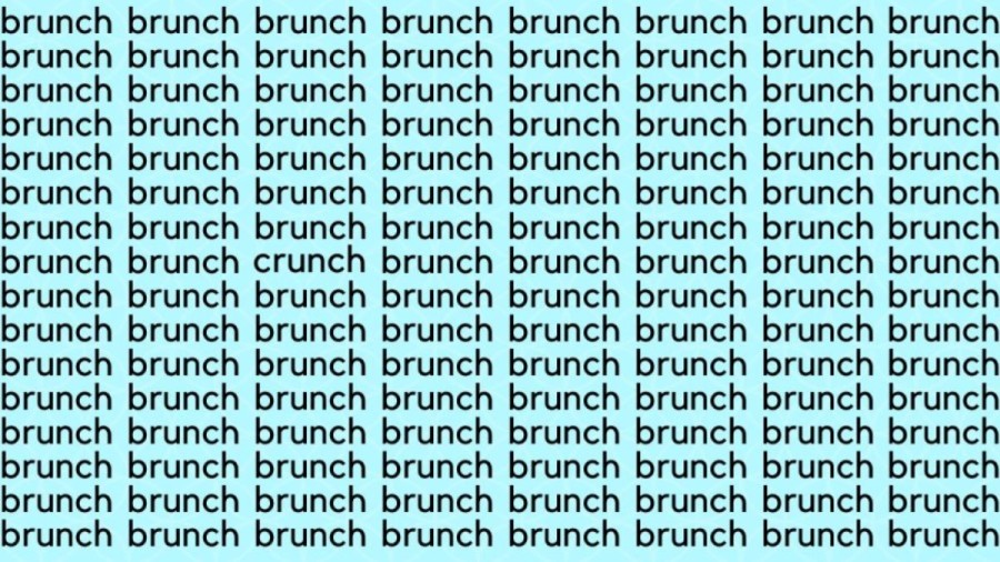 Optical Illusion Brain Test: If you have Hawk Eyes find the Word Crunch among Brunch in 20 Secs