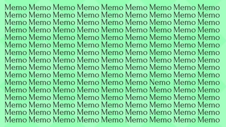 Optical Illusion Brain Test: If you have Sharp Eyes find the Word Nemo among Memo in 20 Secs