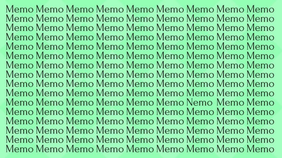 Optical Illusion Brain Test: If you have Sharp Eyes find the Word Nemo among Memo in 20 Secs